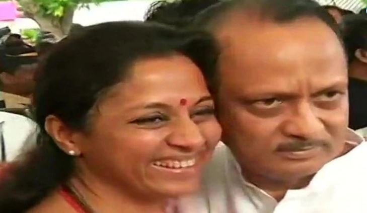 Maharashtra: NCP's Supriya Sule, the daughter of Sharad Pawar, hugs cousin Ajit Pawar