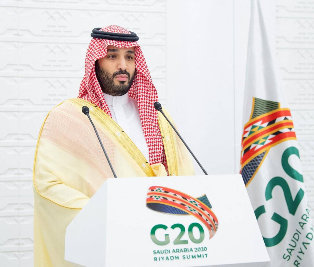 Saudi Crown Prince Mohammed bin Salman is seen at a news conference in the capital Riyadh at the closing of the G20 virtual summit on Nov. 22, 2020. Saudi Arabia and the United Arab Emirates reportedly want to pump as much crude as they can while prices are good and the world is still running on petrol.